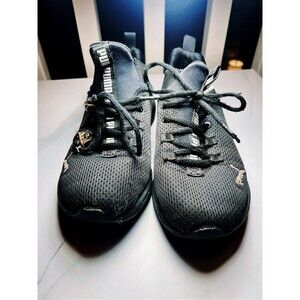 Puma Sneakers Kids Size 4C Black with White Gorpcore Soft Running Shoes